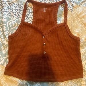 Women's Brown Button-Up Tank Top